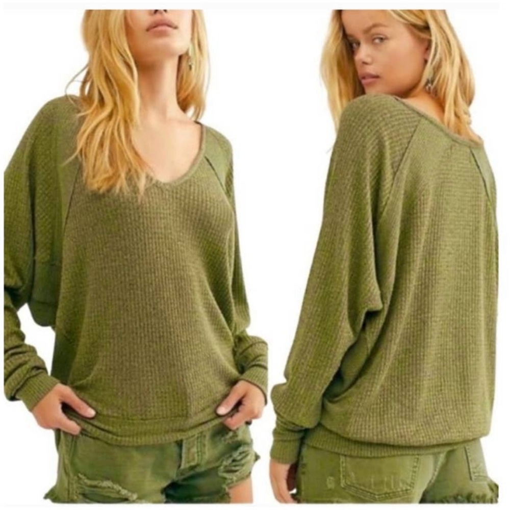 Free People Santa Clara Thermal In Ferngully Green Sz M - Picture 2 of 7